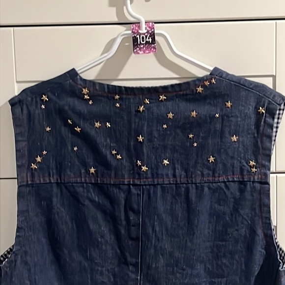 JEAN vest Star Studs. Unbranded. Plaid lined. Decor buttons. XLarge. - Picture 5 of 5